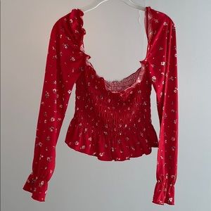 Floral Long-sleeved Crop Top